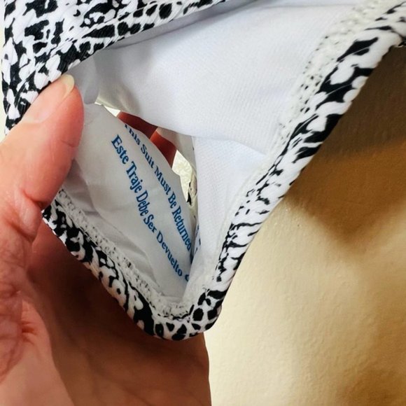 NWT Xhilaration Bikini Bottoms 14W Black & White Snakeskin Print High Waisted - Picture 3 of 6
